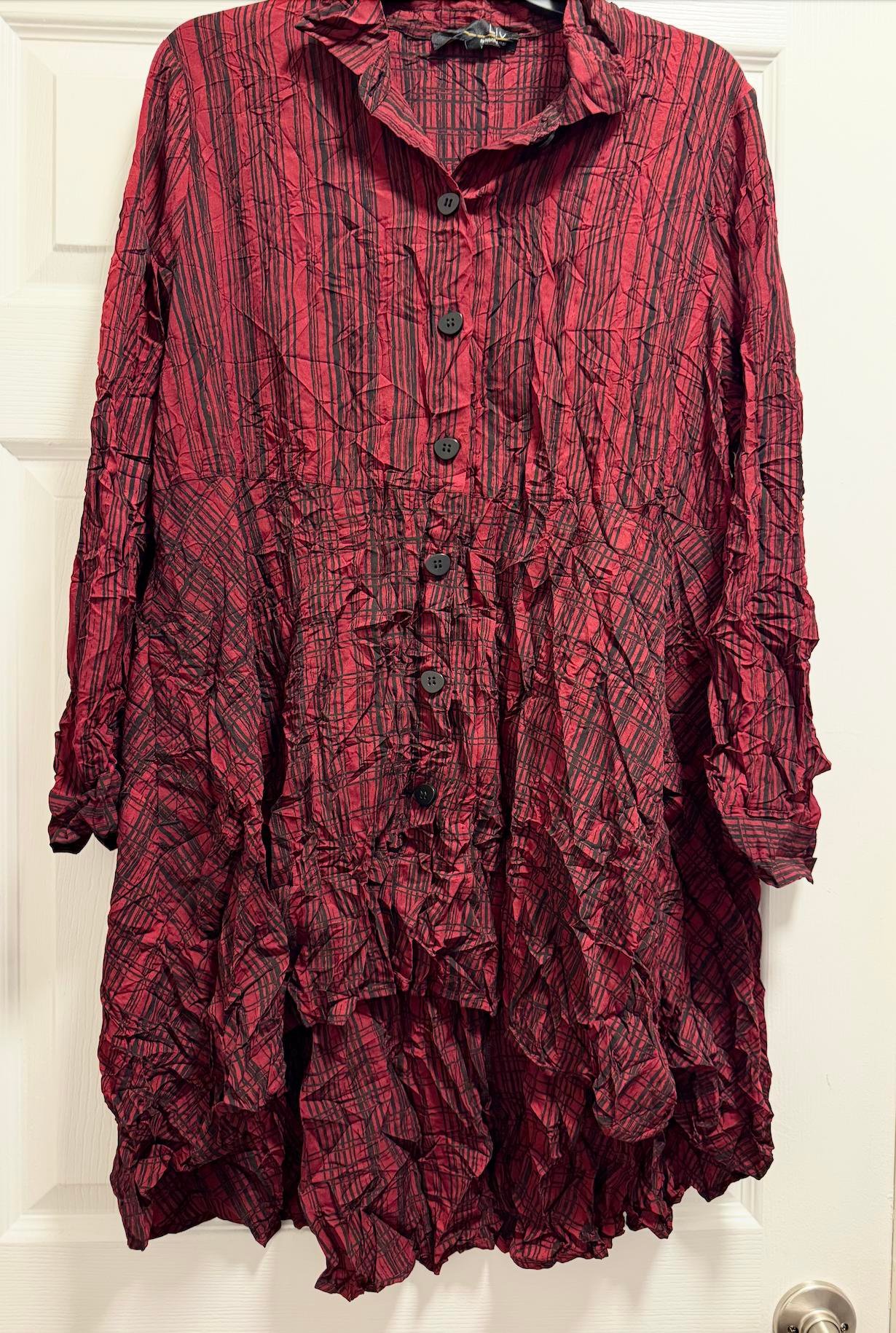 LIV by Habitat Crinkle Button Tunic Dress XL - Tomato Red