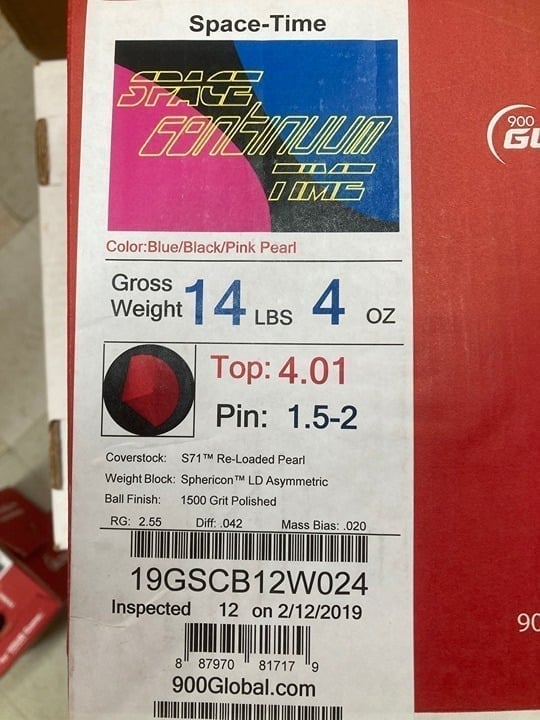 GLOBAL Space Time Continuum Bowling Ball New 14
