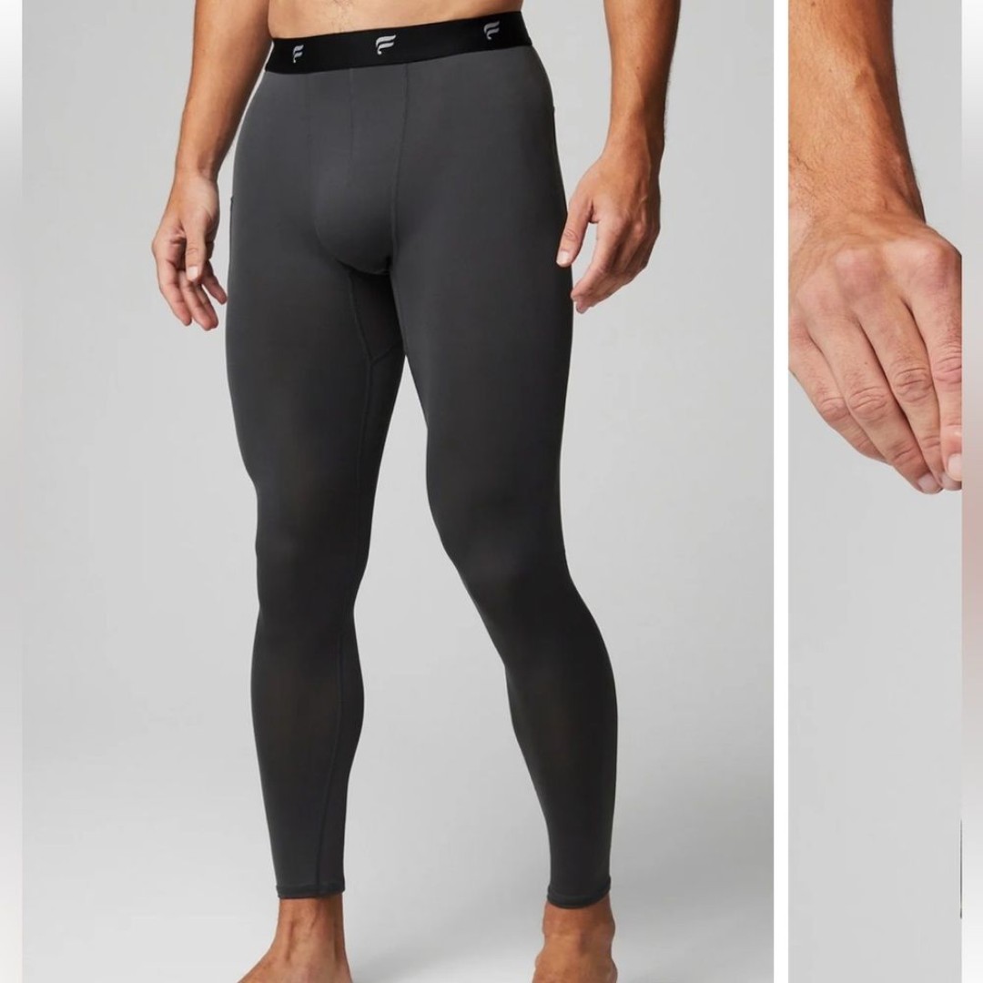 New Mens Fabletics The Baselayer Full Length Tights in Onyx