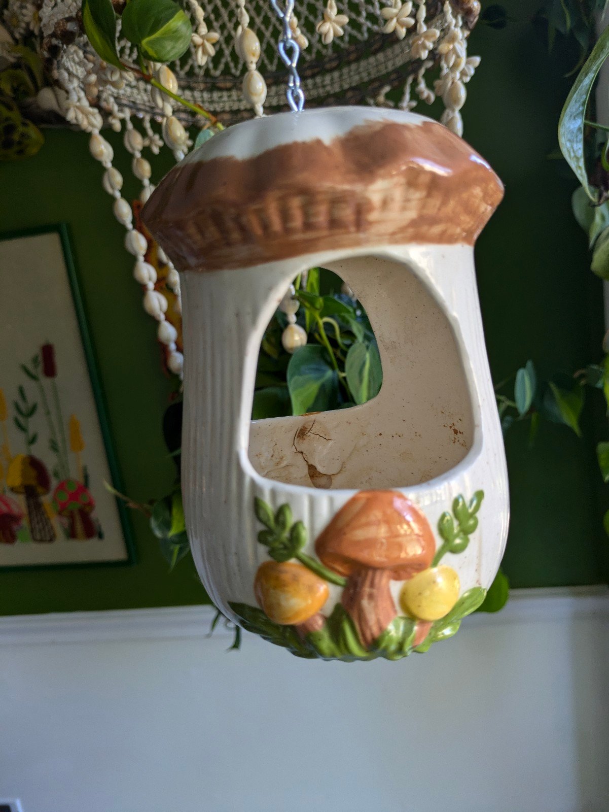 Hanging Mushroom Planter/bird feeder