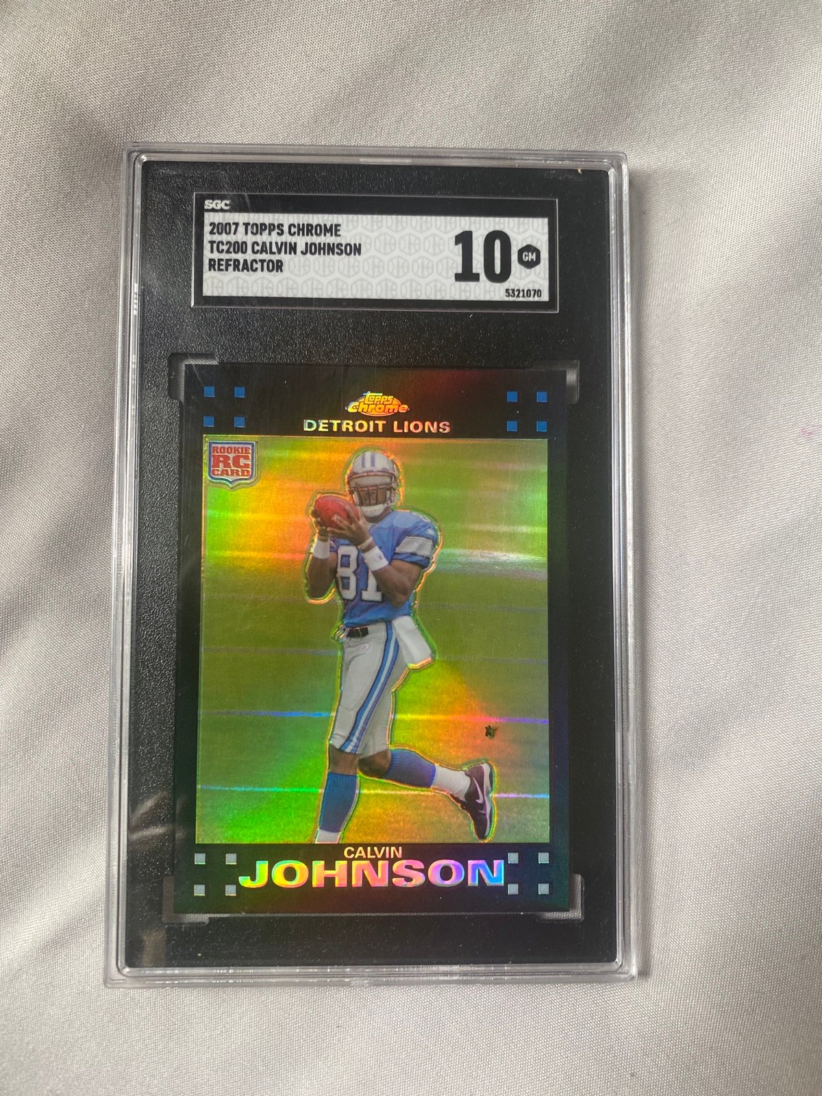 Calvin Johnson 2007 Topps Chrome refractor SGC 10
