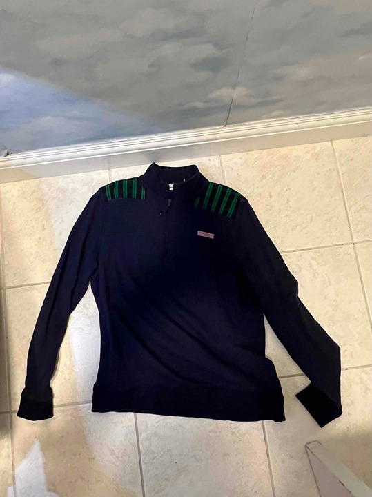 Vineyard Vines Blue/Green Shep Shirt 1/4 Zip Size L