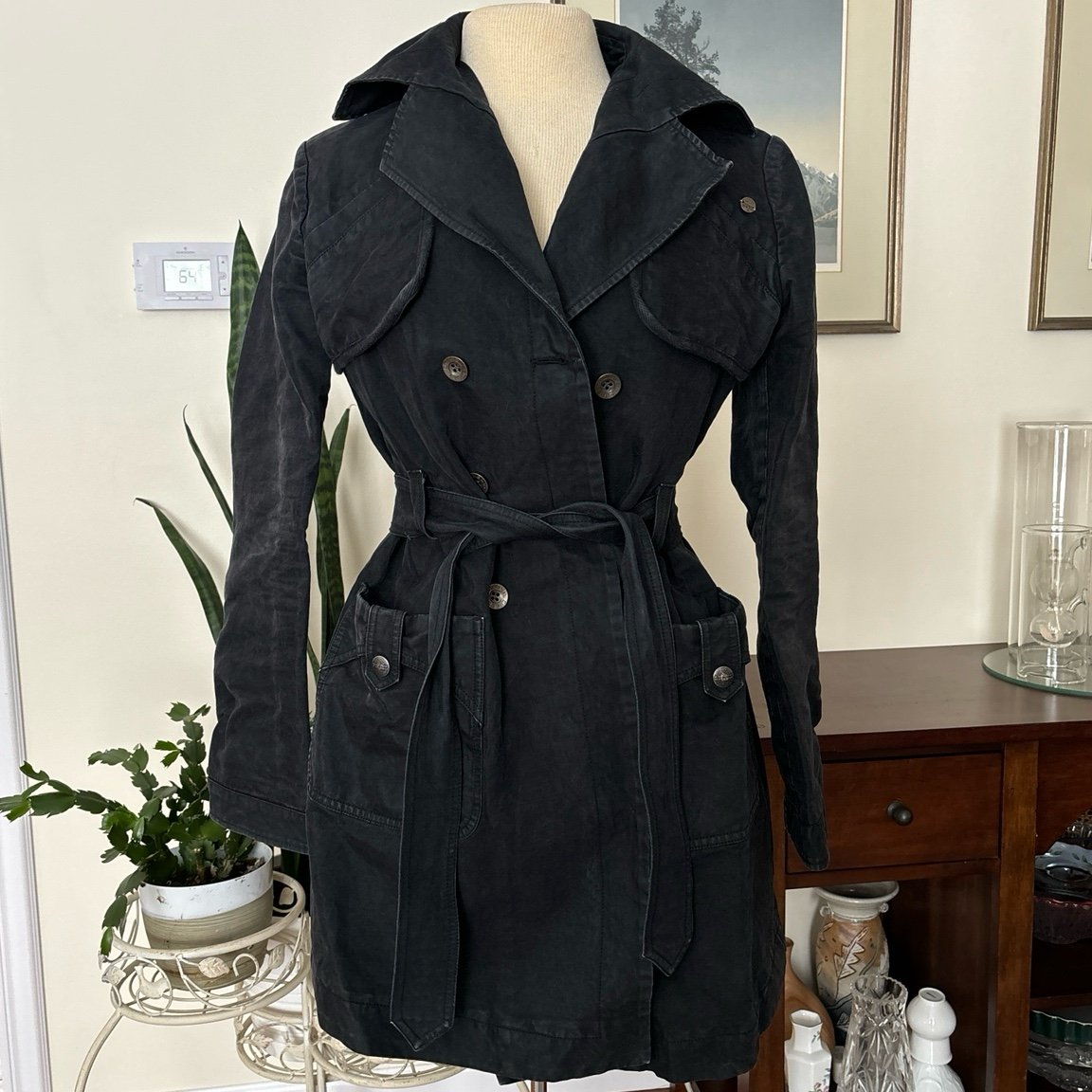 Diesel cotton Trench Jacket black small