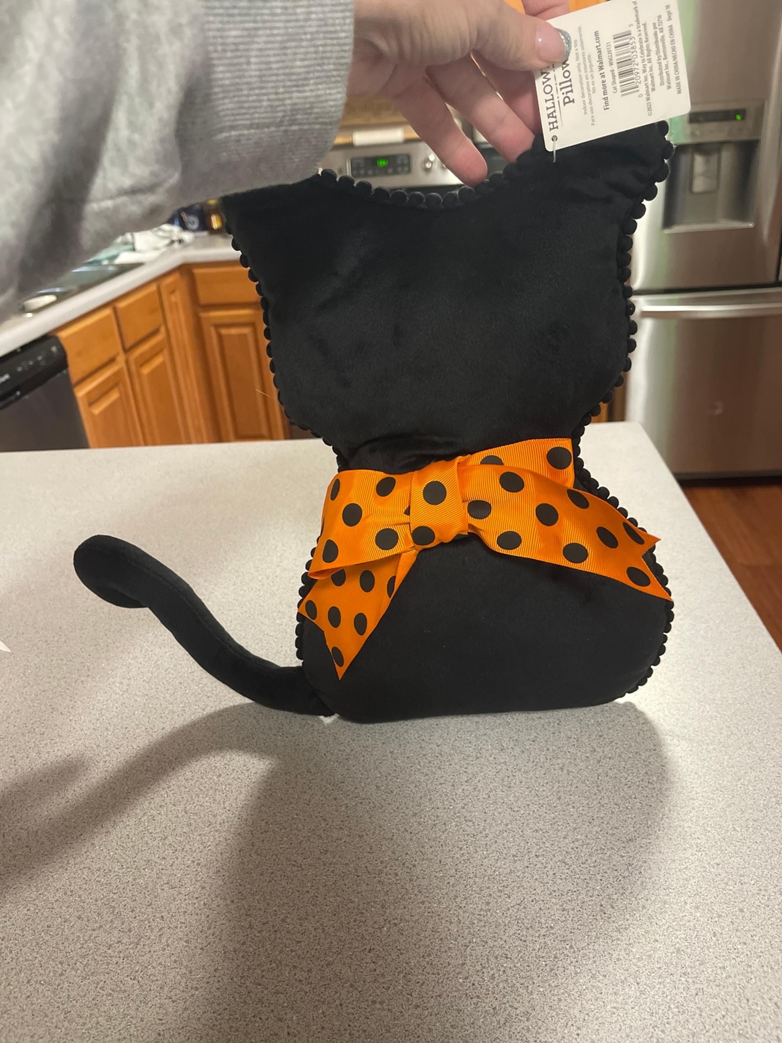Black Cat Halloween Pillow