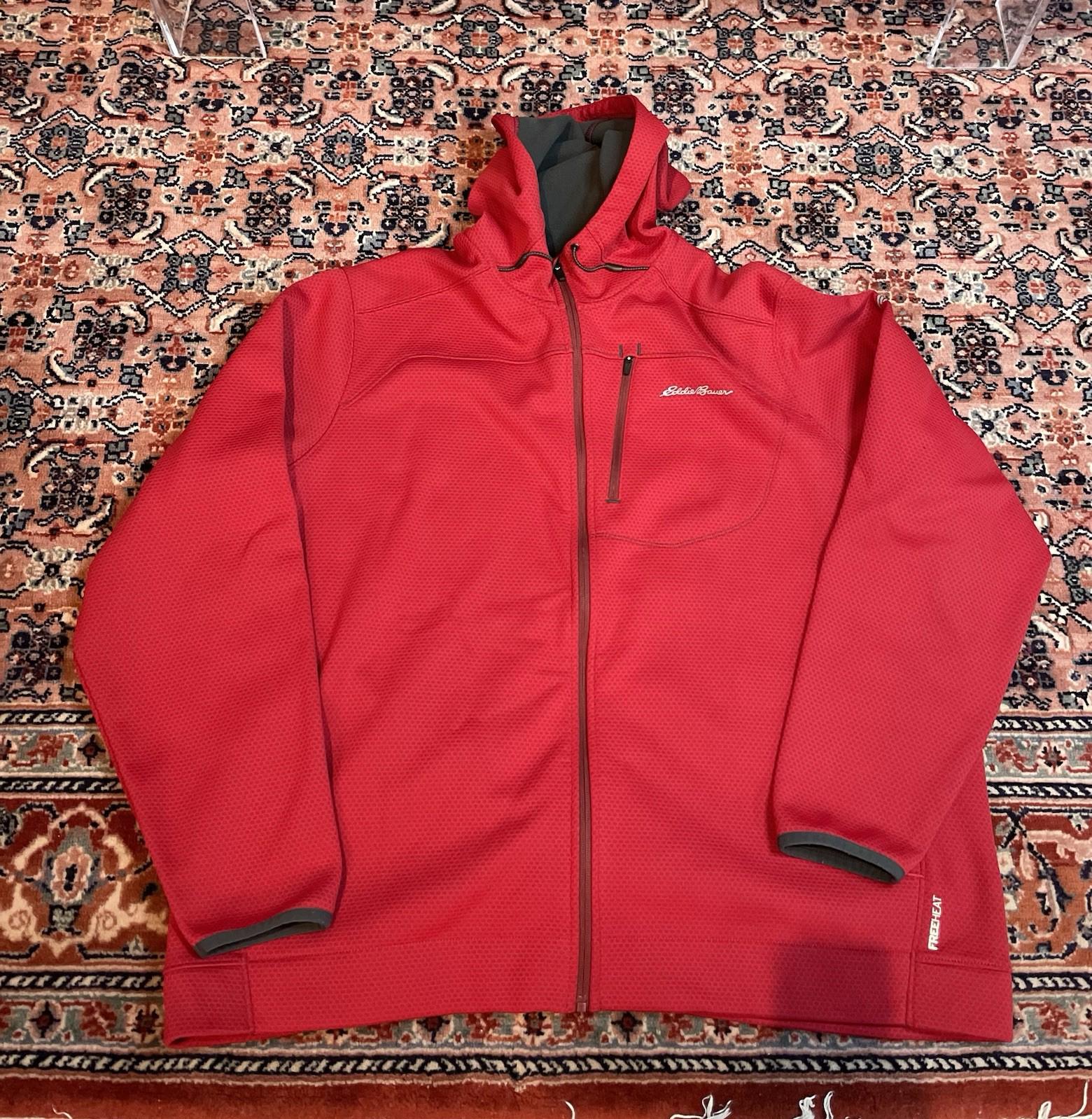 Eddie Bauer Hoodie Mens XXL Red First Ascent FreeHeat Waffle Thermal