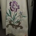 Boho VTG Metallic Embroidered Slub Silk Kaftan Maxi Dress Beige Gold Multi Sz S