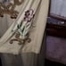 Boho VTG Metallic Embroidered Slub Silk Kaftan Maxi Dress Beige Gold Multi Sz S