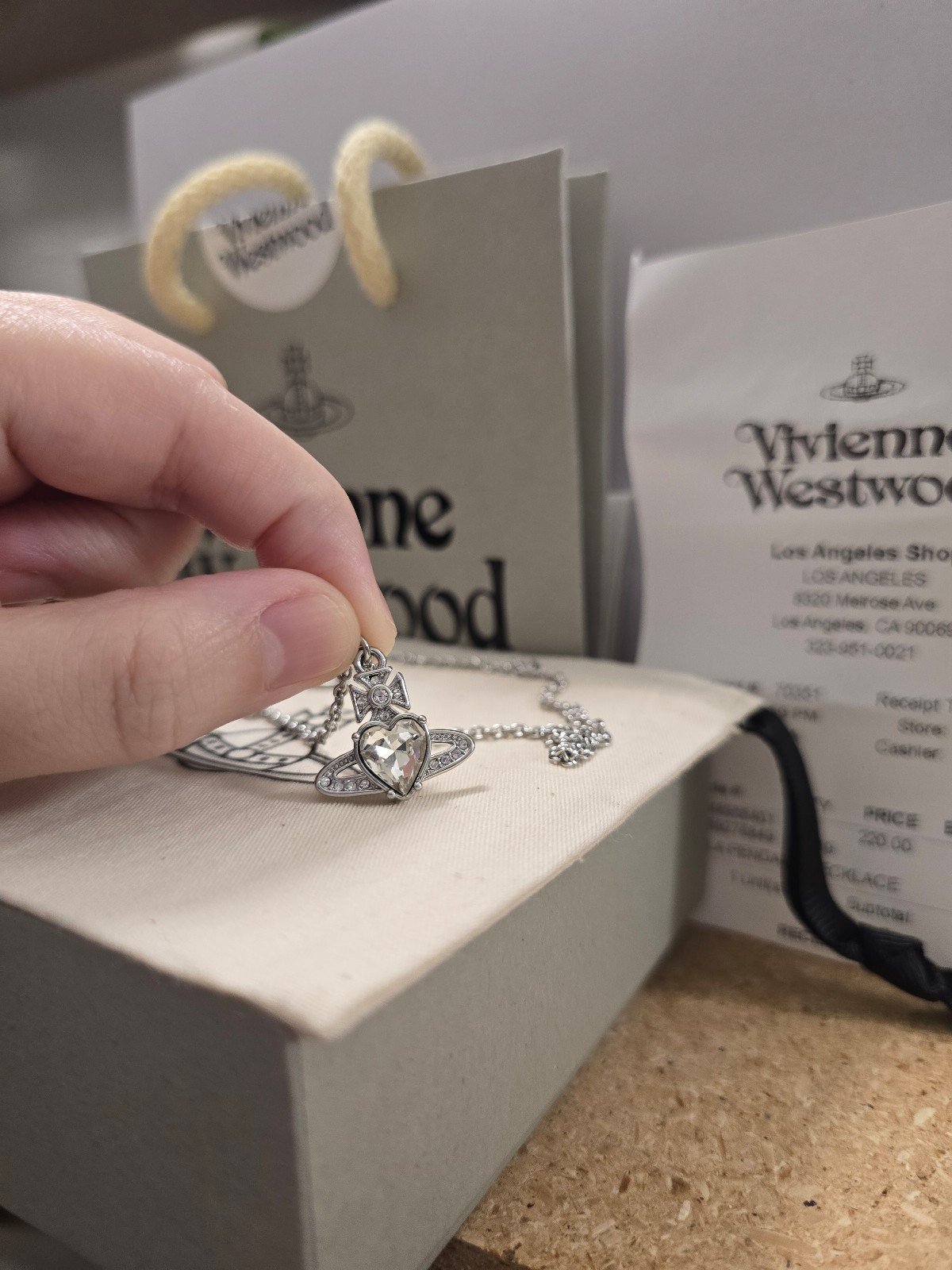 Vivienne Westwood Ariella Heart Orb Necklace Pendant Zirconia
