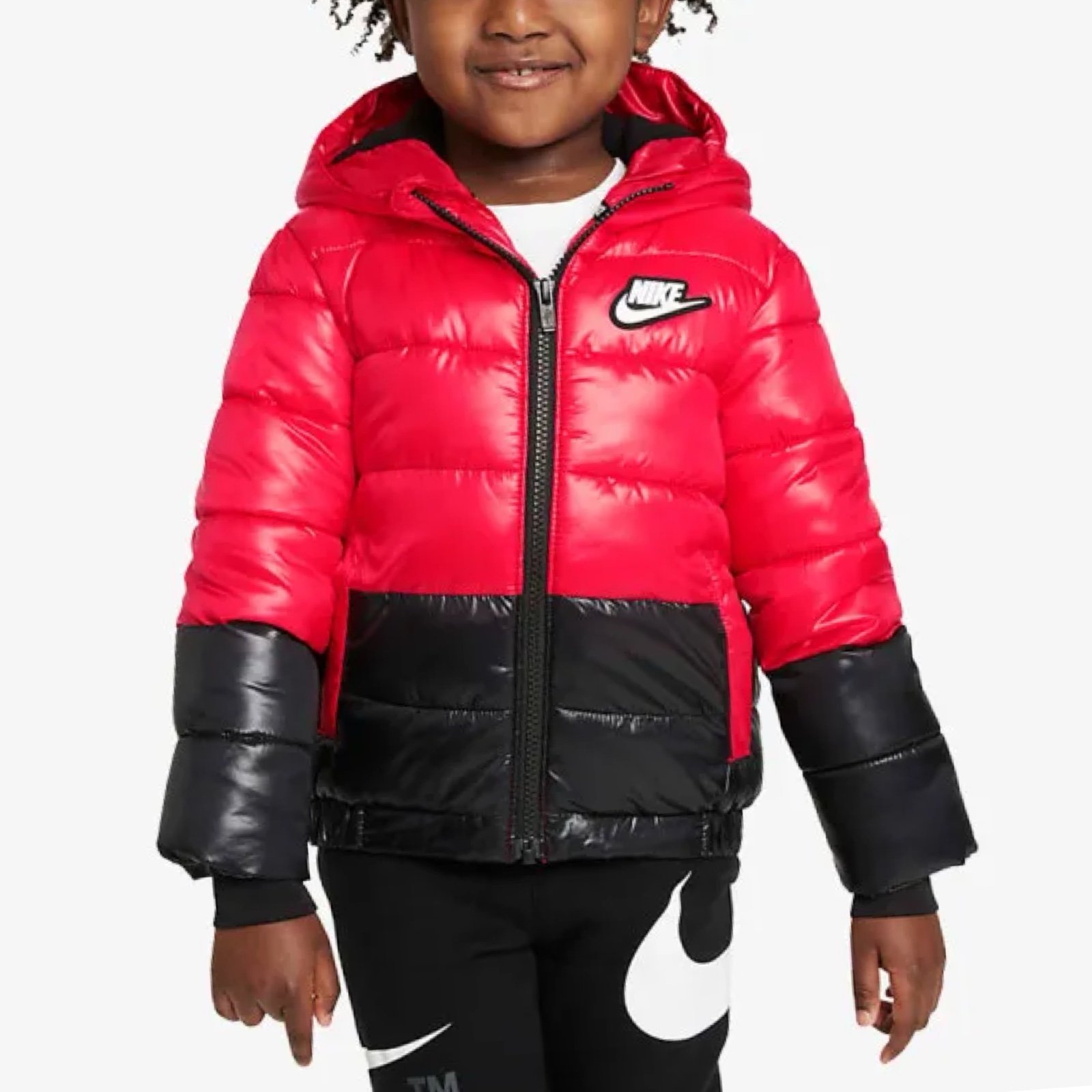 Nike Toddler Boys Color Block Puffer Jacket Sz 18M In Red/Black