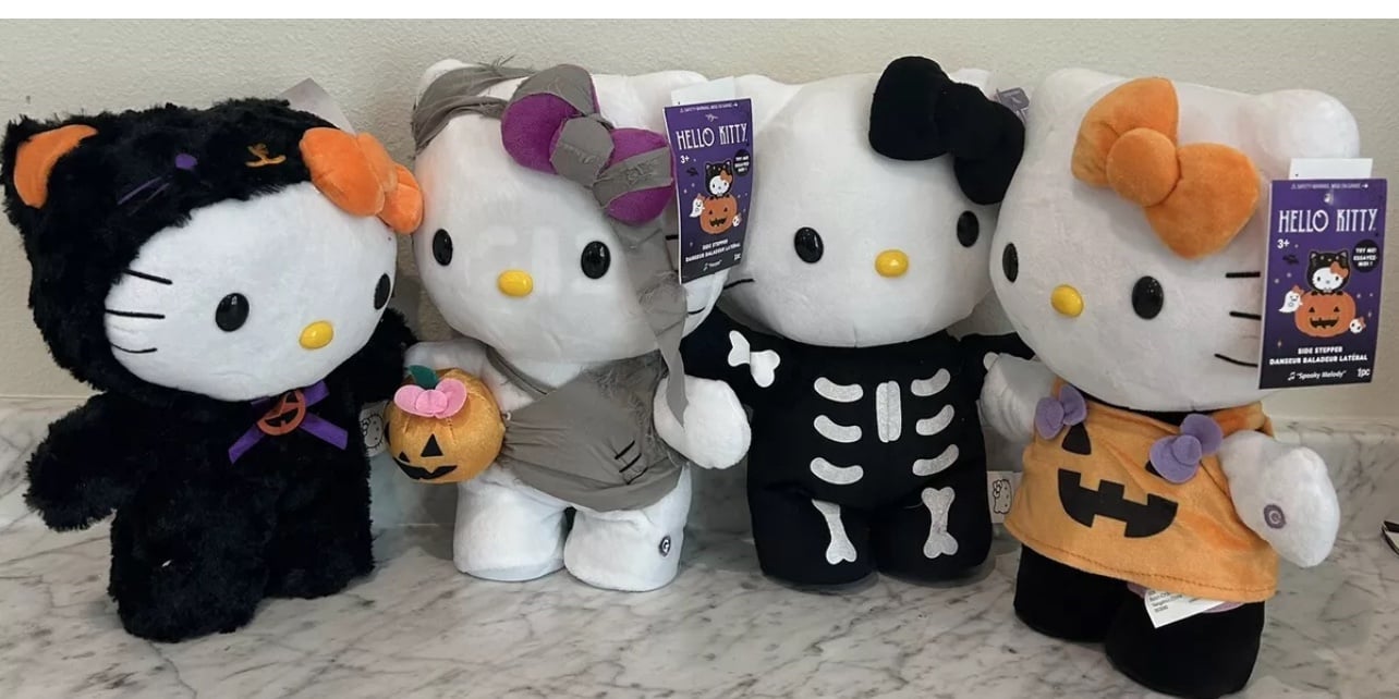 4 Hello Kitty Halloween Mummy Cat Skeleton Pumpkin Side Stepper Plush NEW