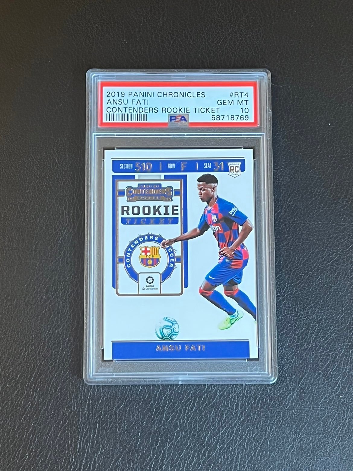 2019 Panini Chronicles Ansu Fati #RT4 Contenders Rookie Ticket RC PSA 10