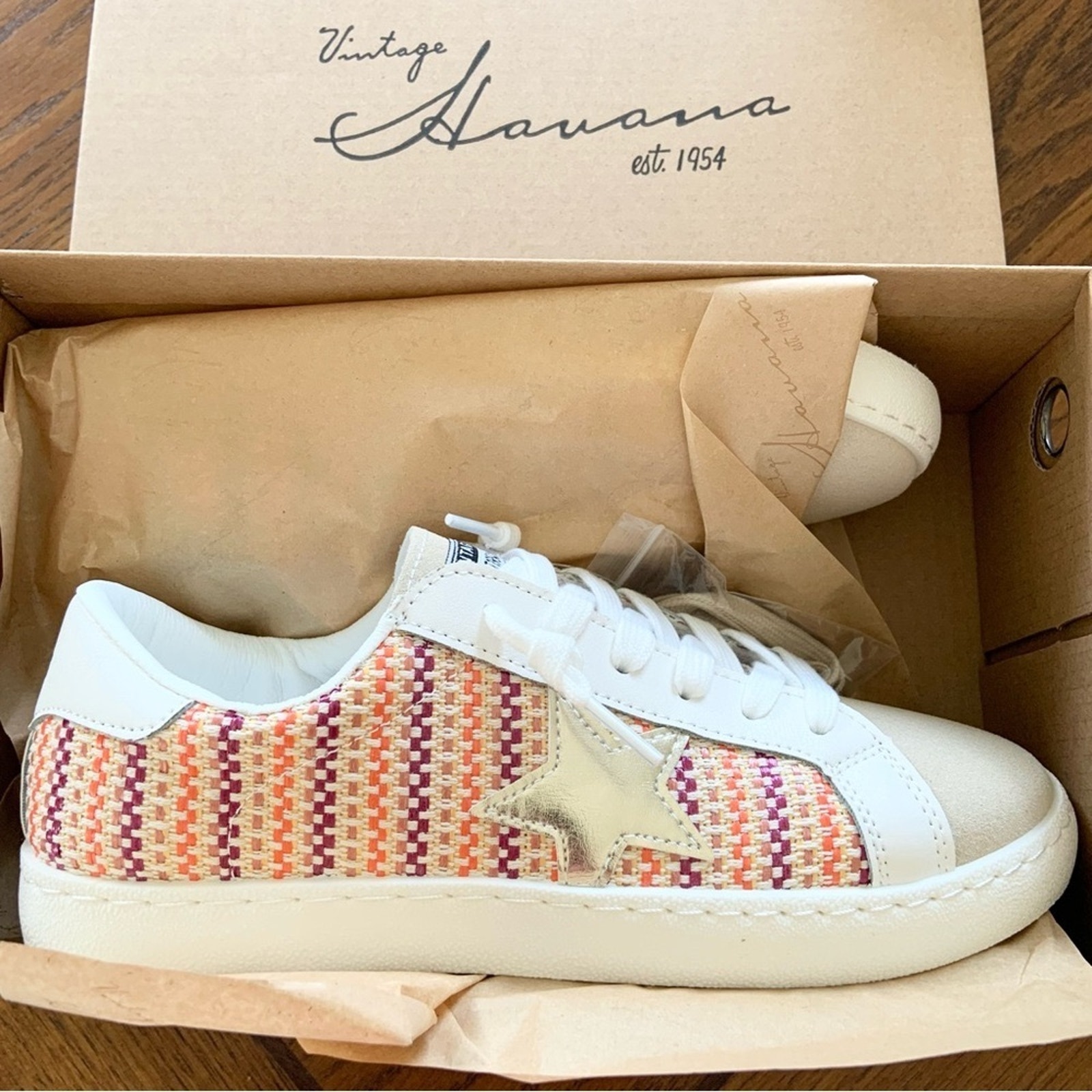 Vintage Havana Tweed Stripe Star Sneakers Women’s Shoes Size 8 NEW Retail 125