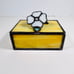 Vintage Yellow Stained Glass White Flower Jewelry Trinket Box