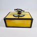 Vintage Yellow Stained Glass White Flower Jewelry Trinket Box