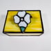 Vintage Yellow Stained Glass White Flower Jewelry Trinket Box