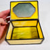 Vintage Yellow Stained Glass White Flower Jewelry Trinket Box