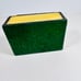 Vintage Yellow Stained Glass White Flower Jewelry Trinket Box