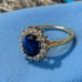 Princess Diana | Kate Middleton Class Crown Sapphire | CZ Halo Engagement Ring