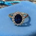 Princess Diana | Kate Middleton Class Crown Sapphire | CZ Halo Engagement Ring