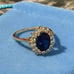 Princess Diana | Kate Middleton Class Crown Sapphire | CZ Halo Engagement Ring