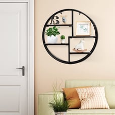 Hanging Storage Shelf Round Circular Wall-Mounted 4-Tier Rack Room Decoration