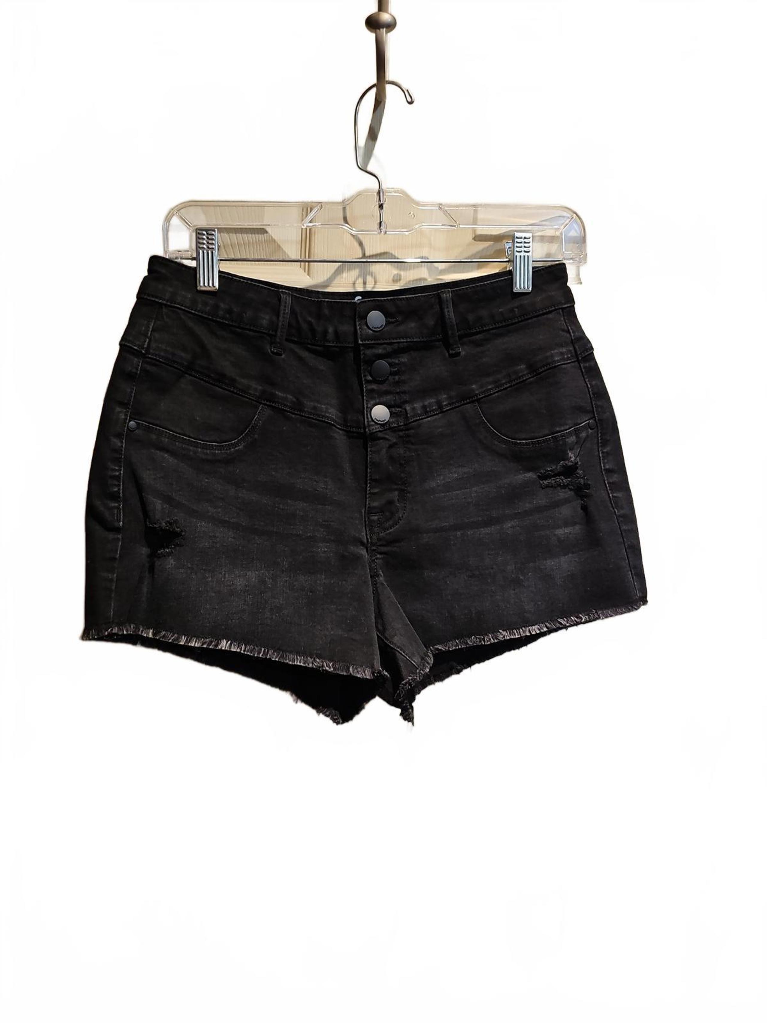 Refuge High Waist Shortie Shorts Size 6 Womens Button Up Distressed Raw Hem