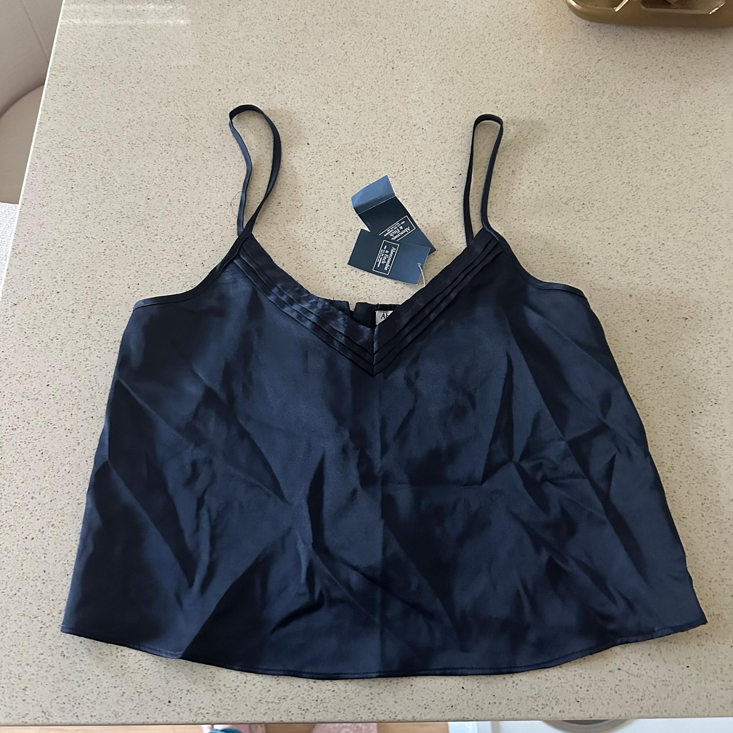 Abercrombie and Fitch satin black sleep tank top