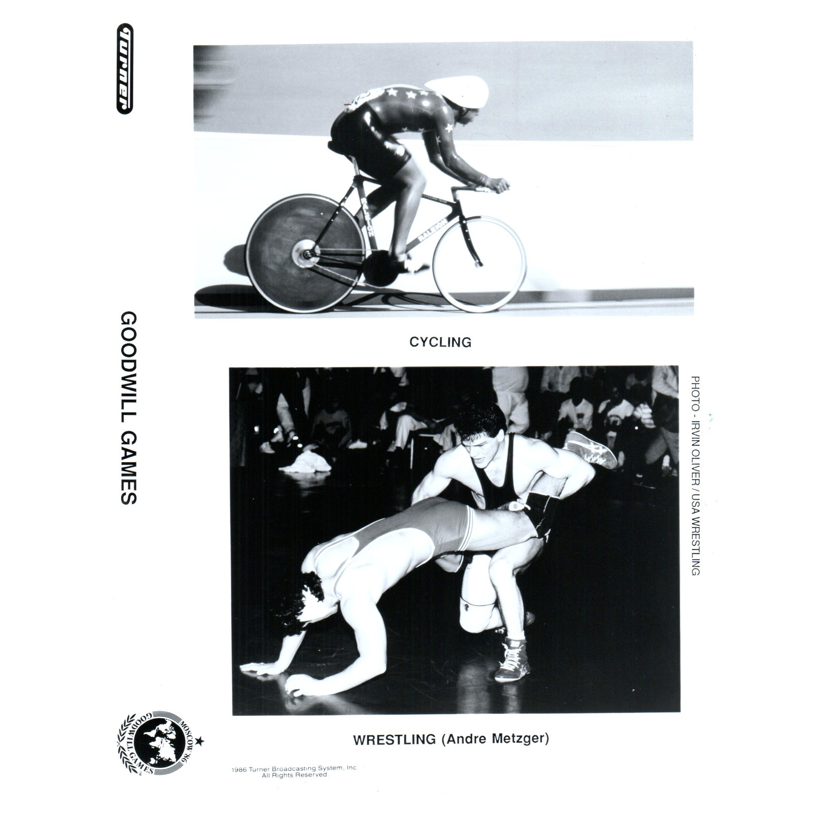 1986 Press Photo Cycling Goodwill Games Moscow Wrestling Andre Metzger 8x10 AD3
