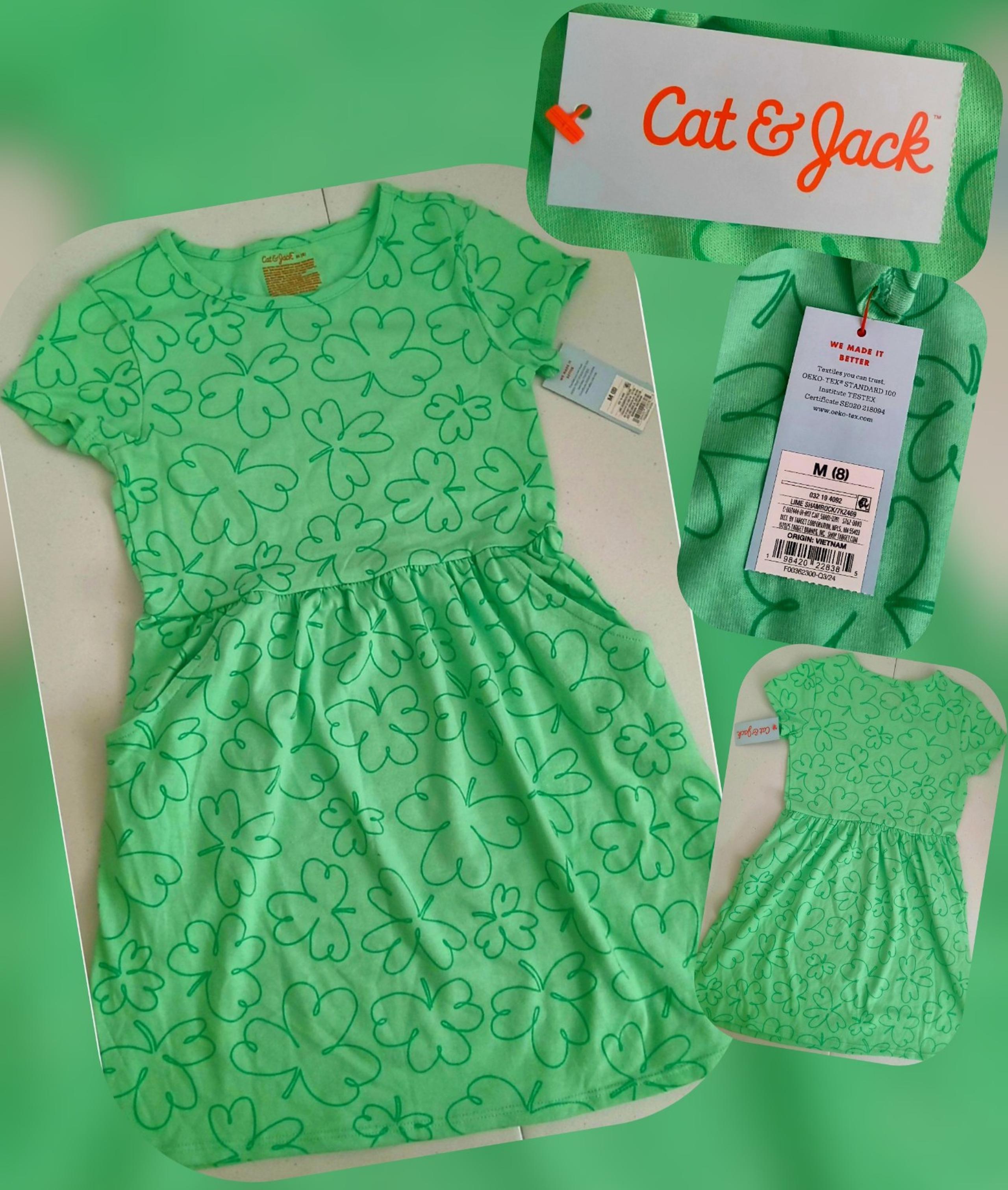 CAT AND JACK clover t-shirt dress size med (8) NWTS