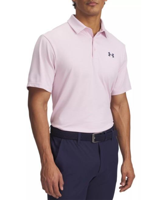 NWT Under Armour Men's Playoff 3.0 Stripe Golf Polo Prime Pink Size: XXL