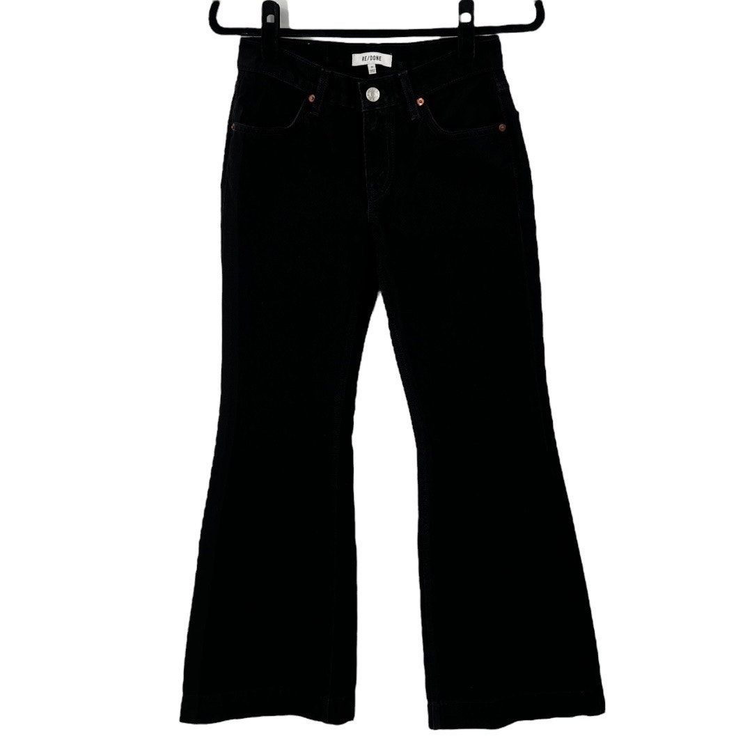 Re/Done Womens 70's Low Rise Bell Bottom Jeans in Black Size 23