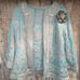 Vintage St. John couture Skirt suit jacket brooch tweed mint green brown blue