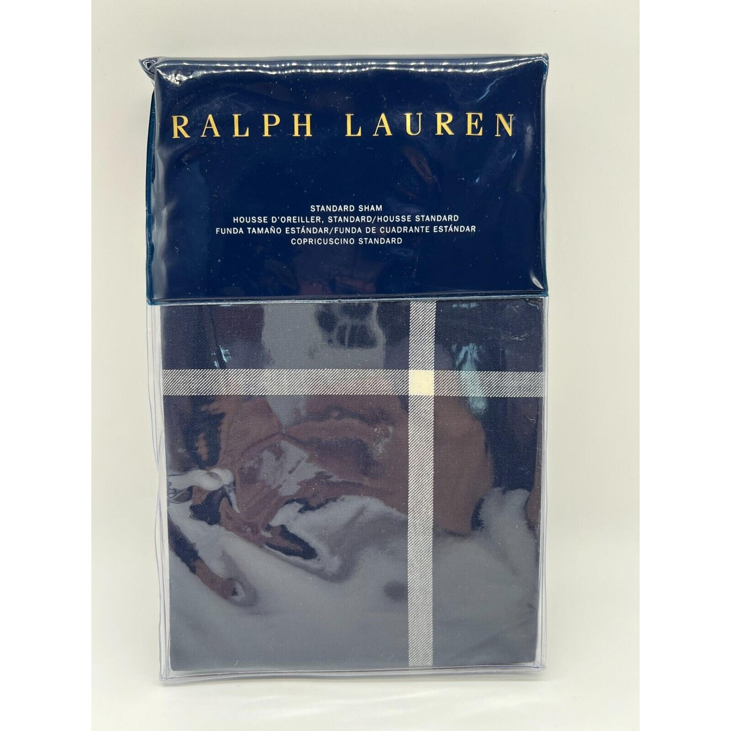 Ralph Lauren Home Equestrian Windowpane Sham Navy Standard Sham NEW $185*