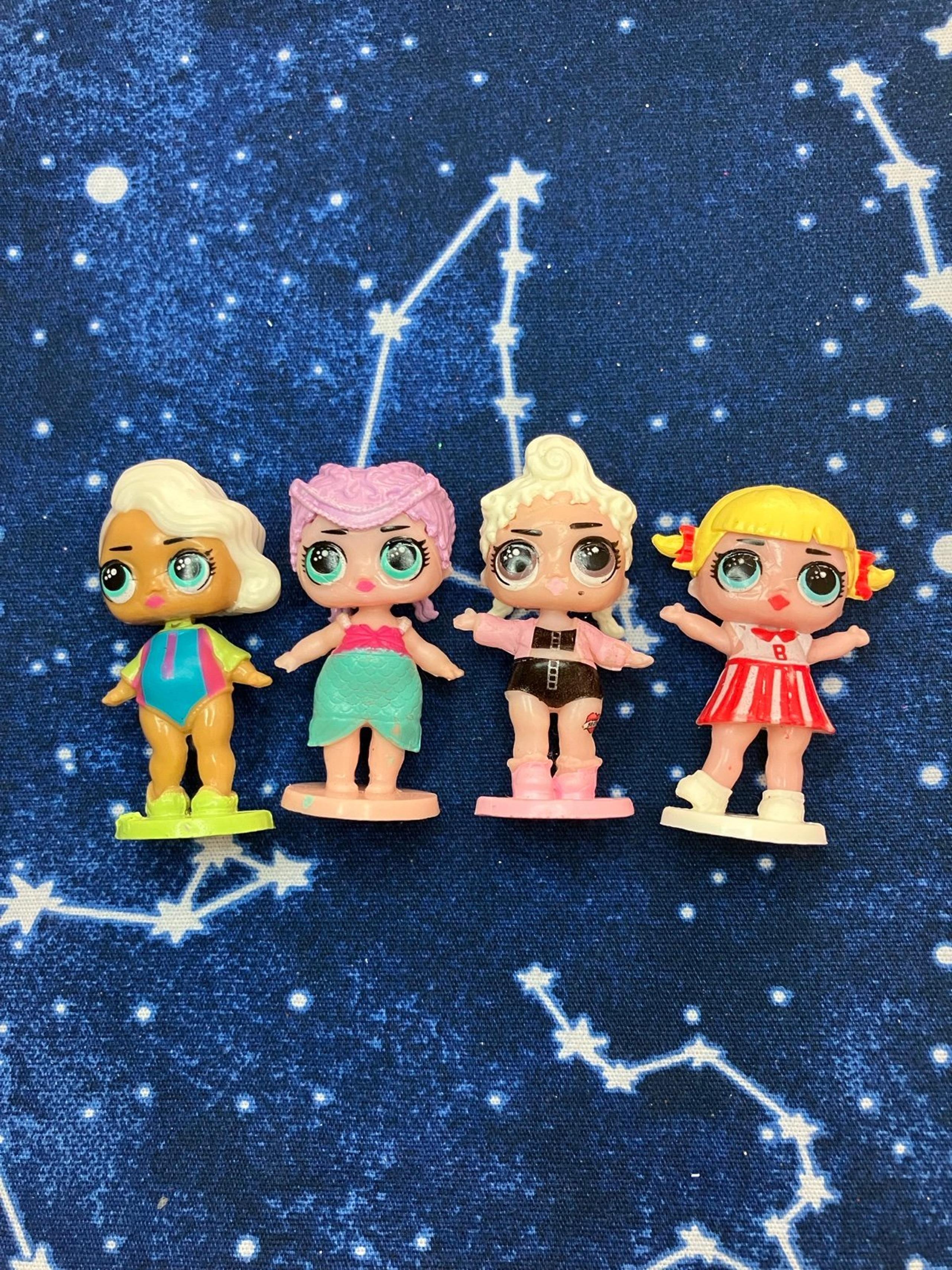 LOL Surprise dolls cake toppers lot 4X - Surfer Babe, Merbaby, Pink Baby, Cheer