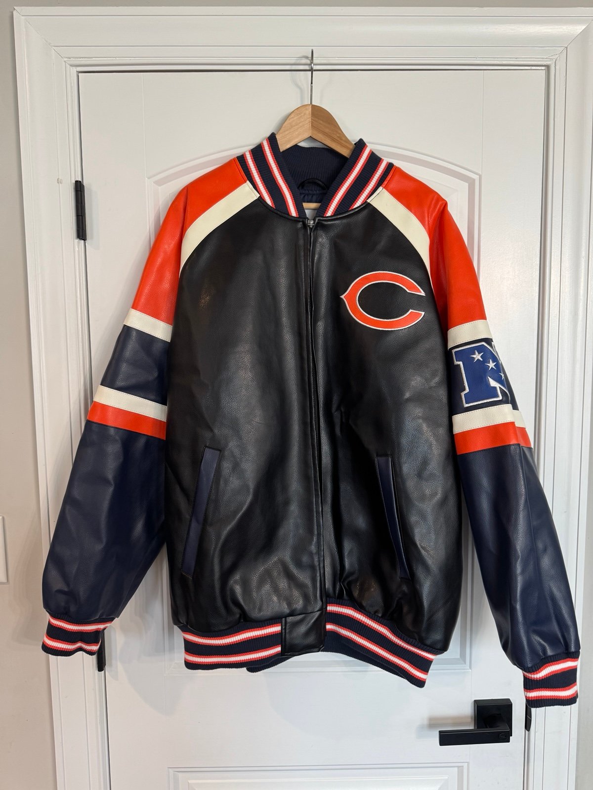 Vintage Chicago Bears NFL Faux Leather Varsity Style Jacket NWT