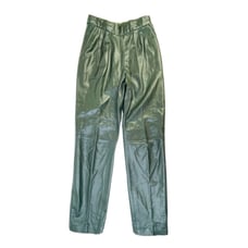 Vintage Distressed Leather High Rise Pleated Tapered Pants Womens 4