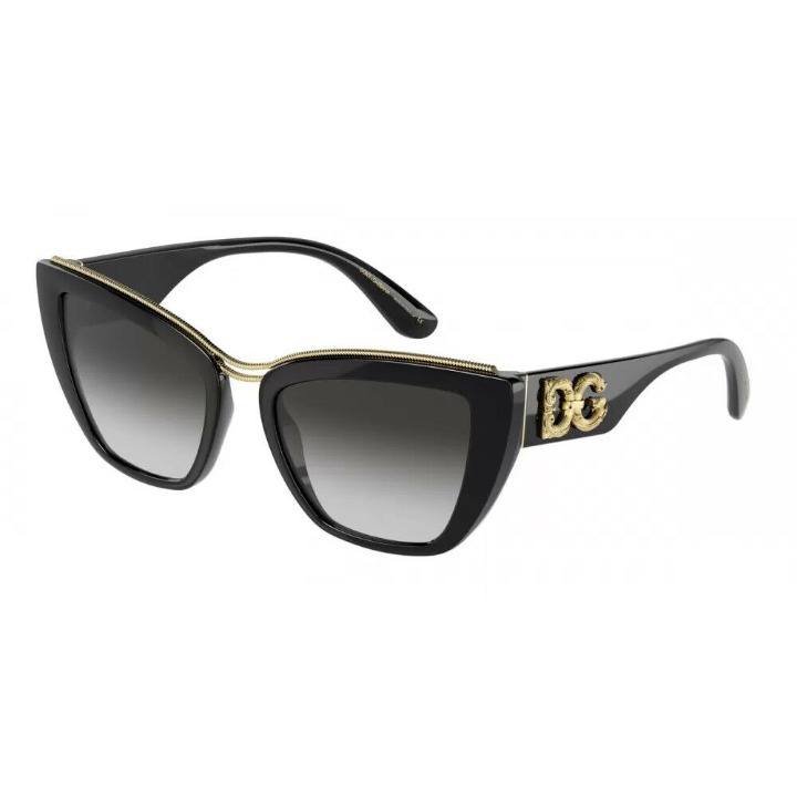 Dolce & Gabbana DEVOTION DG 6144 Black/Gradient Grey 501/8G Sunglasses Authentic