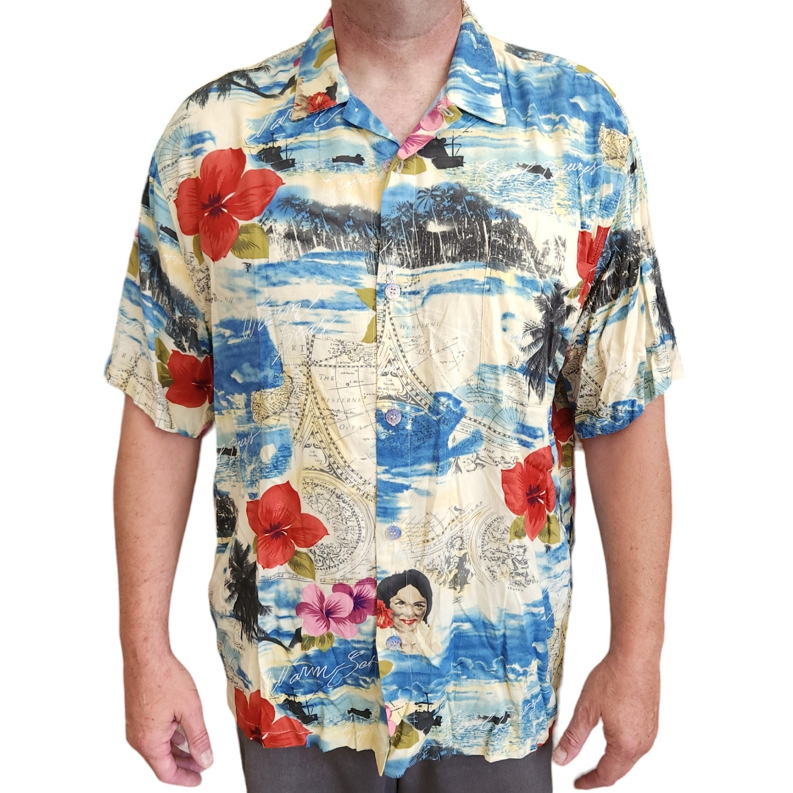 vintage JAMS WORLD Tropique tropical button up graphic Hawaiian shirt Size XL