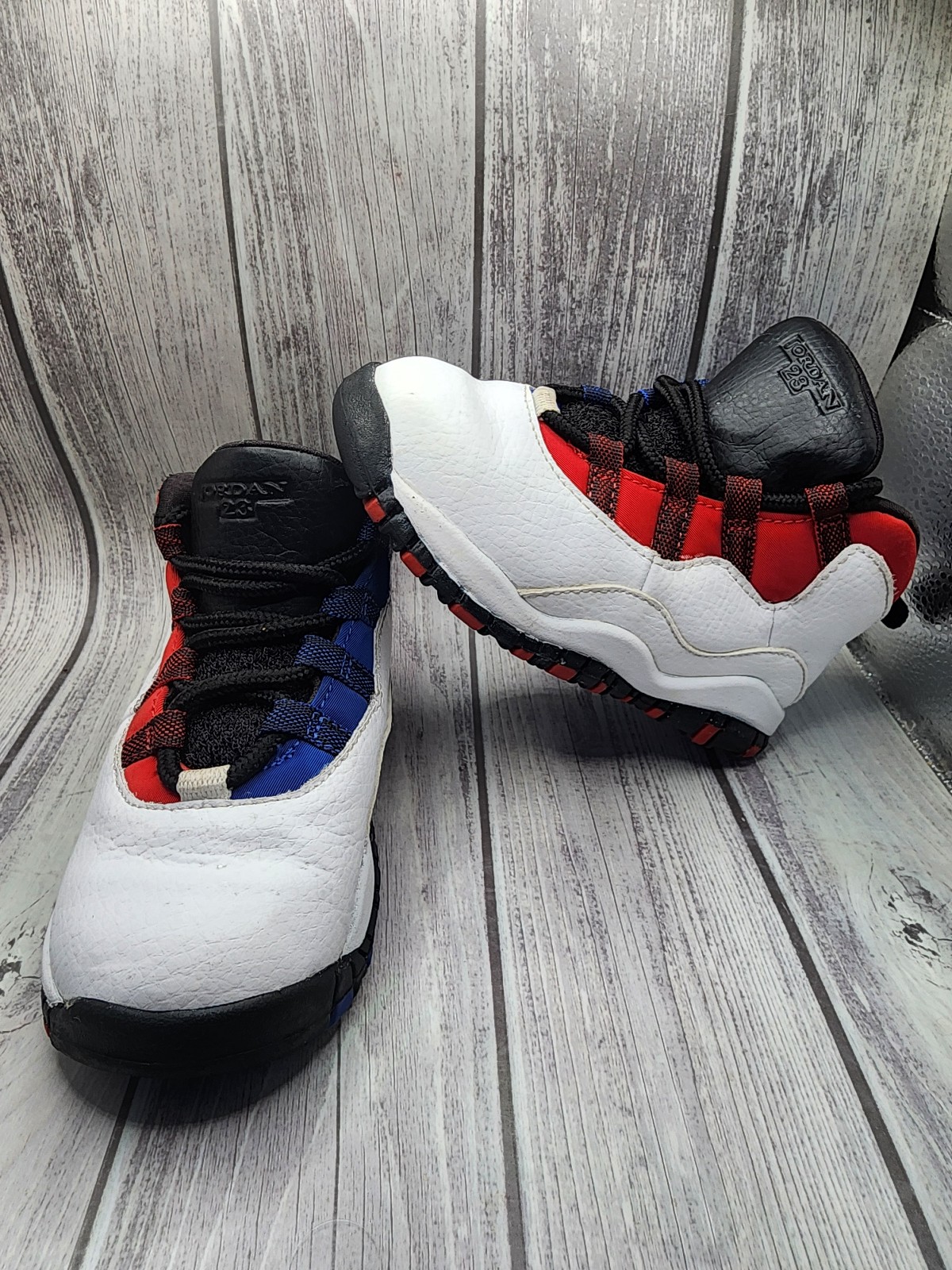 Nike Jordan X 10 Retro 2018 White Blue Red Shoes 310808-160 Toddler Kids Size 8c