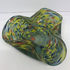 Hand-Blown Art Glass Tutti Fruity Confetti Trinket Dish / Ashtray