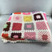 Vintage Crochet Afghan Throw Rainbow Square Blanket Retro 104 x 88