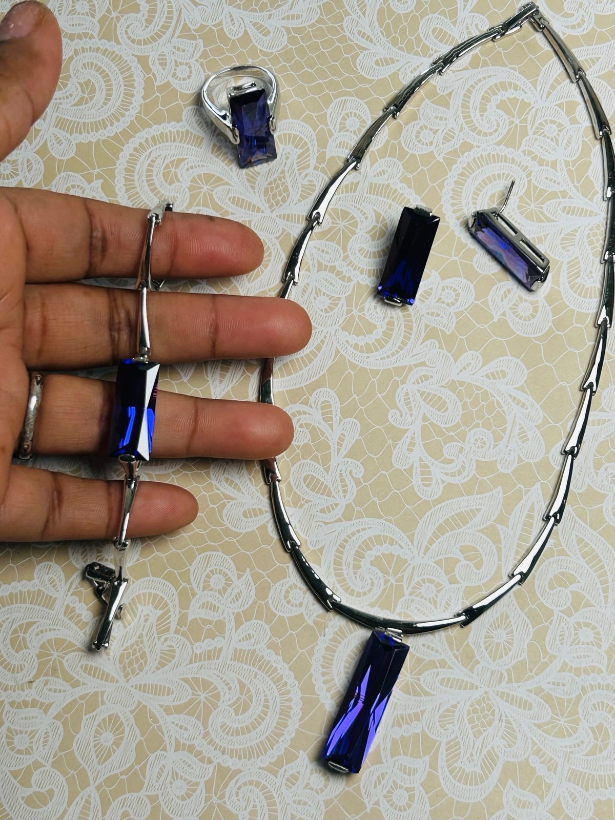 Set Zirconia purple necklace