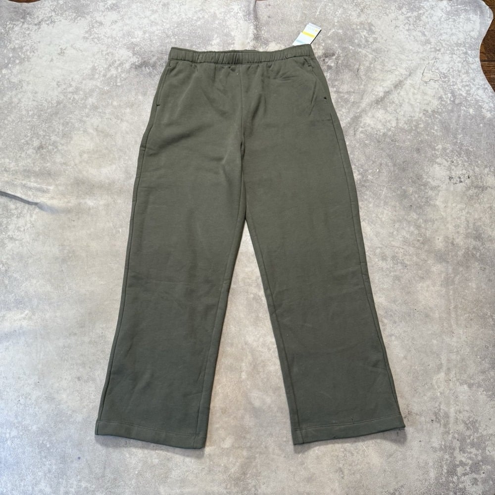 Zella Pants Womens Size L Green Olive Knight Wide Leg Elastic Drawstring Waist