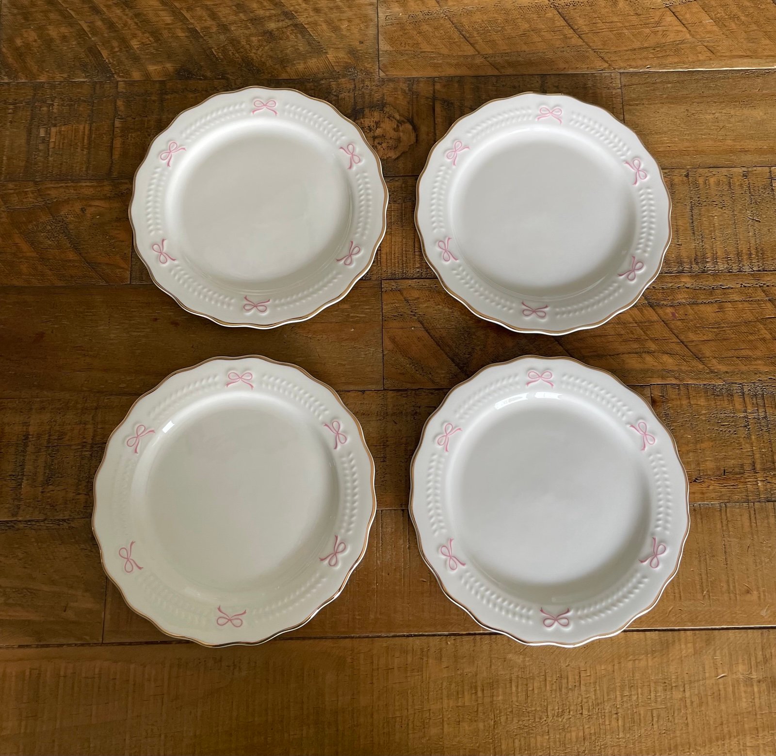 Pink Bow Gold Trimmed Salad Plate Set Of 4