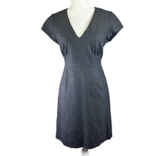 J.CREW Factory Wool Blend V-Neck Black Cap Sleeve Career Dress Size 8 Workwear