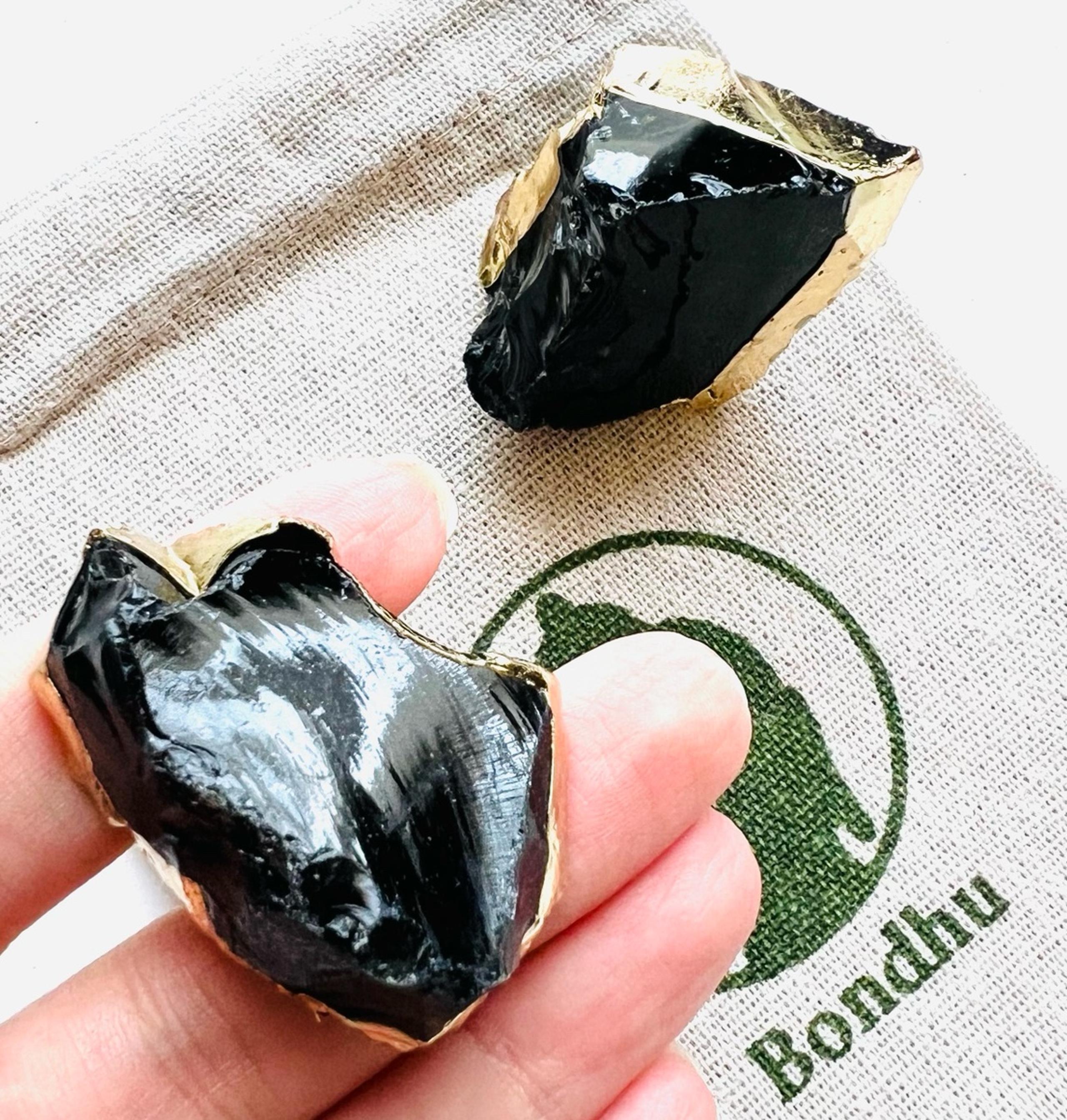 Black Obsidian Dresser Drawer Knob Pulls Set of 2