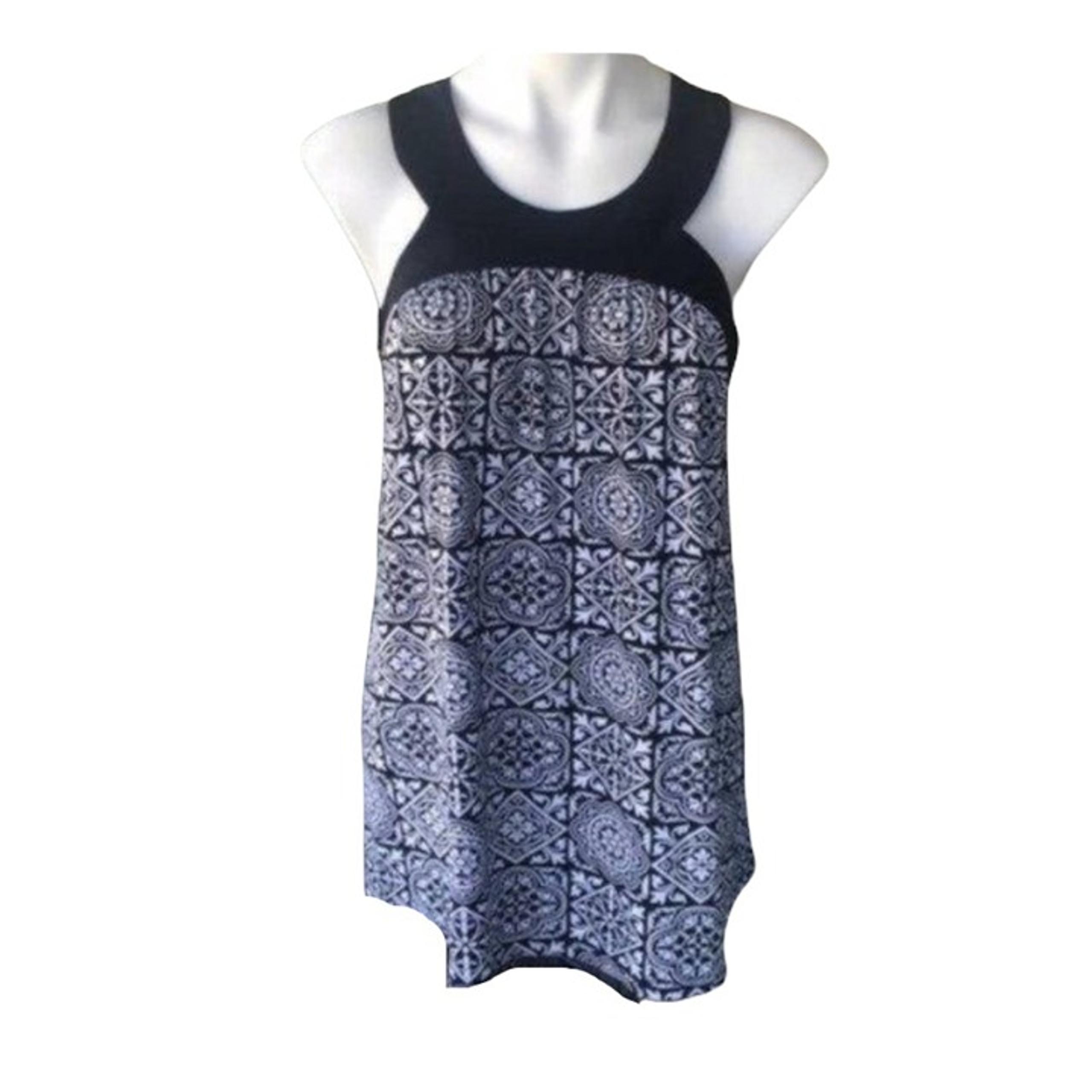 INC Black & White Tile Pattern Racerback Top, NWT $49 Scoop Neck Women's Size S