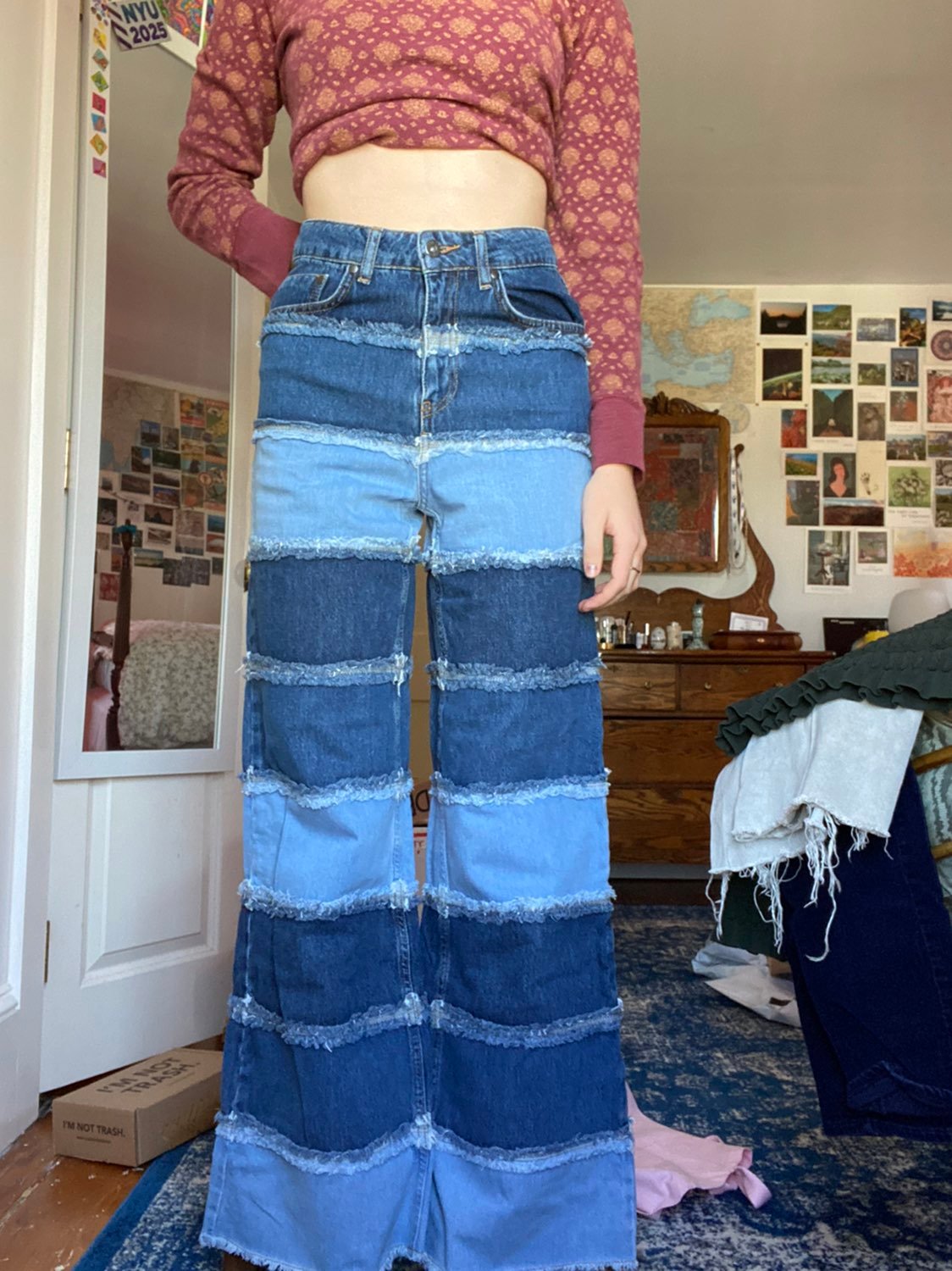 Ragged priest patchwork jeans