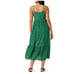 Xirena Dress Womens Small Green Floral Sophie Midi V Neck Tiered Cotton