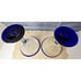 Pair of HUGE 8 Hand Blown Mexican Glass Blue Rim & Foot Martini Glasses
